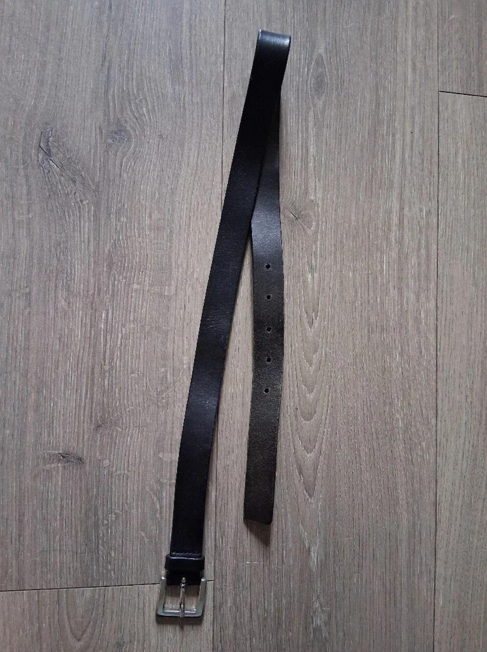 Banana Republic Black Leather Belt With Silver Hardware